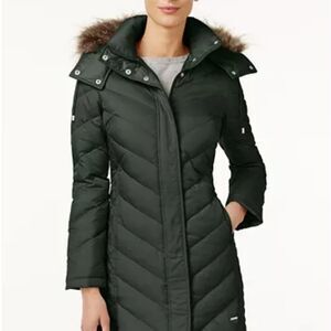 Kenneth Cole Black Faux Fur Hooded Puffer Coat XS